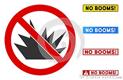 Flat Vector No Bang Sign with Captions in Rectangle Frames Vector Illustration