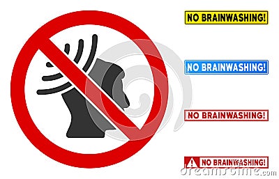 Flat Vector No Brain Irradiation Sign with Phrases in Rectangular Frames Vector Illustration