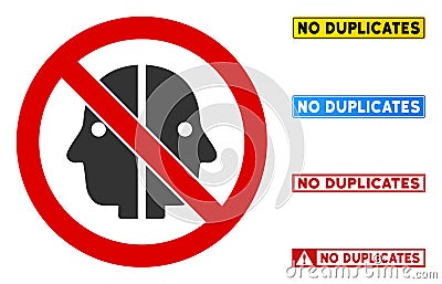 Flat Vector No Face Duplicity Sign with Titles in Rectangle Frames Vector Illustration