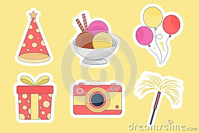 Flat vector party element collections Vector Illustration