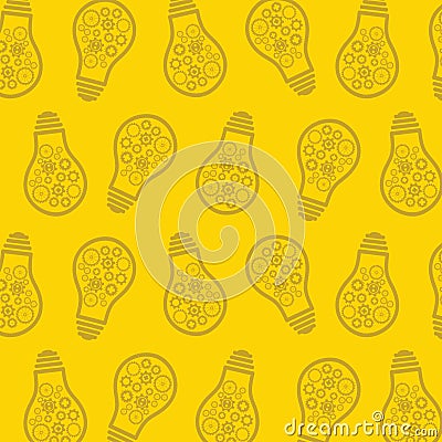 Flat Vector Pattern with Light Bulbs. Business Idea Lamp. Flat S Vector Illustration