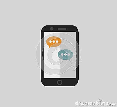 Flat vector phone illustration with bubble speech Vector Illustration