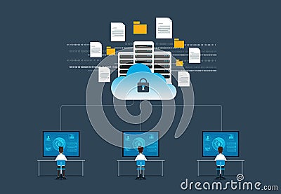 Flat vector technology internet cyber security design concept Vector Illustration