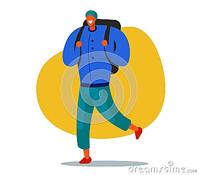 Character with a backpack. Vector Illustration