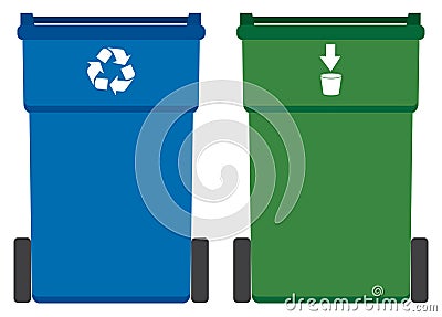 Flat Vector Trash Cans Vector Illustration