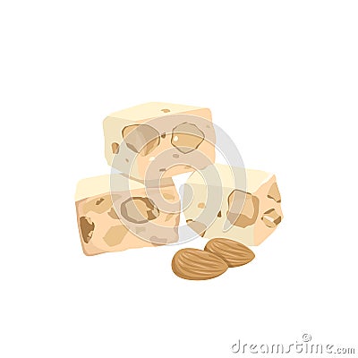 Flat vector of Turkish delight nougat pieces. Vector Illustration