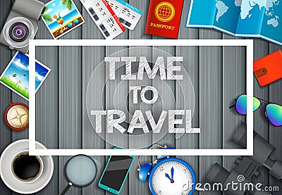 Flat vector web banners set on the theme of travel , vacation, adventure. Preparing for your journey. Outfit of modern traveler. O Vector Illustration