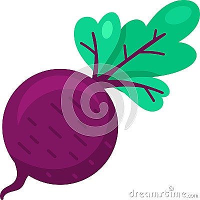 Flat Vegetable Organic Turnip Icon Vector Illustration