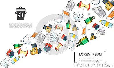 Flat Waste Products Template Vector Illustration