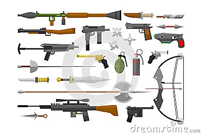 Flat weapons vector. Vector Illustration