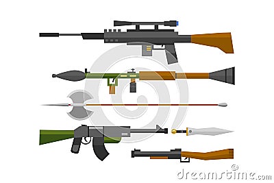 Flat weapons vector. Vector Illustration