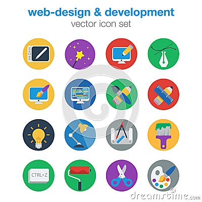 Flat web design and development icon set Vector Illustration