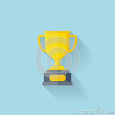Flat web icon. Trophy first place. Vector Illustration