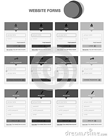 Flat web site forms with text Stock Photo