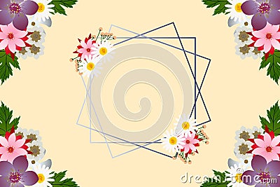 Flat wedding invitation with flower background design Vector Illustration