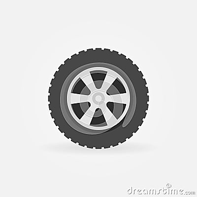 Flat wheel icon - vector simple symbol or design element Vector Illustration