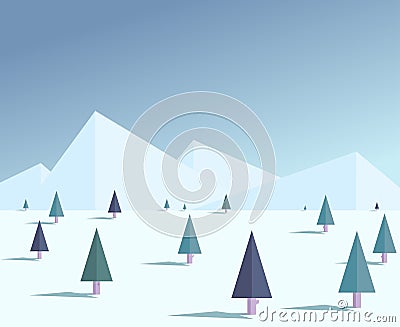 Flat winter forest illustration Vector Illustration