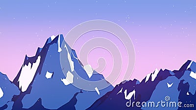 flat winter mountain landscape background computer generated loop animated mountain background