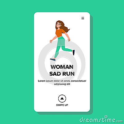 flat woman sad run vector Vector Illustration