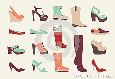 Flat women shoes Vector Illustration