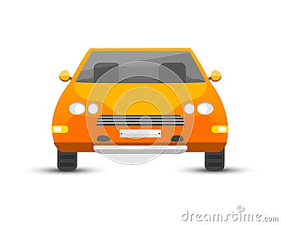 Flat yellow car vehicle type design style vector generic classic business illustration isolated. Vector Illustration