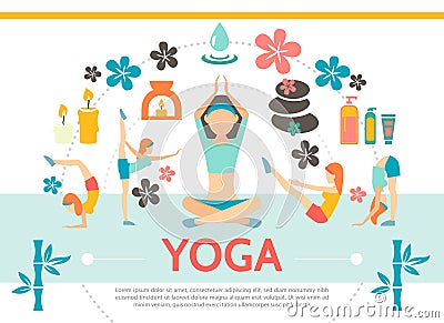 Flat Yoga Template Vector Illustration