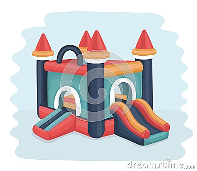 Flatable castle trampoline Vector Illustration