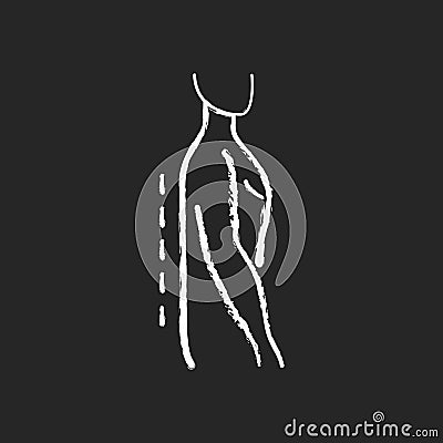 Flatback syndrome chalk white icon on black background Vector Illustration
