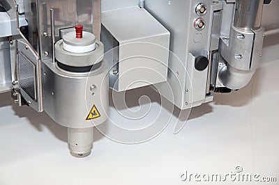 Flatbed cutter plotter in print shop Stock Photo