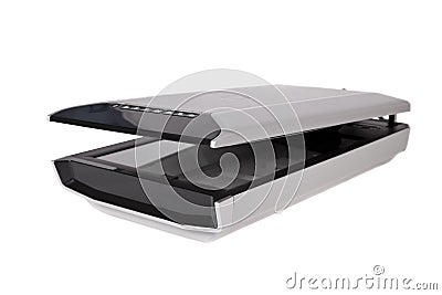 Flatbed scanner isolated on white Stock Photo