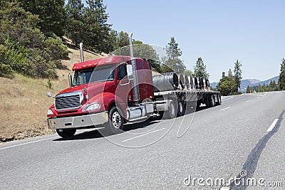 Flatbed Semi Truck Hauling Wire Cargo Stock Photo