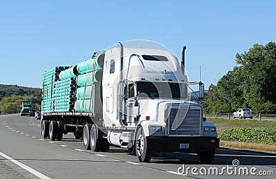 Flatbed tractor trailer Editorial Stock Photo