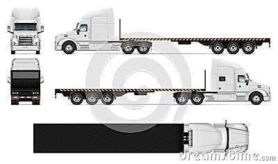 Flatbed truck realistic vector illustration Vector Illustration