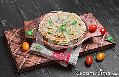 Flatbread Paratha roti Stock Photo