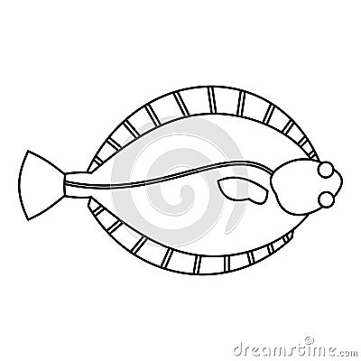 Flatfish icon, outline style Vector Illustration