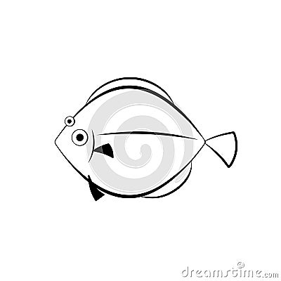 Flatfish outline icon Vector Illustration