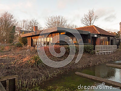 flatford mill nature reserve trust building cafe empty sunset Stock Photo