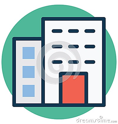Flats, Building Isolated Vector Icon that can easily Modify or edit Vector Illustration