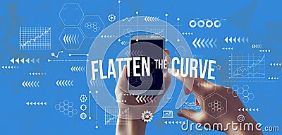 Flatten the Curve theme with smartphone Stock Photo