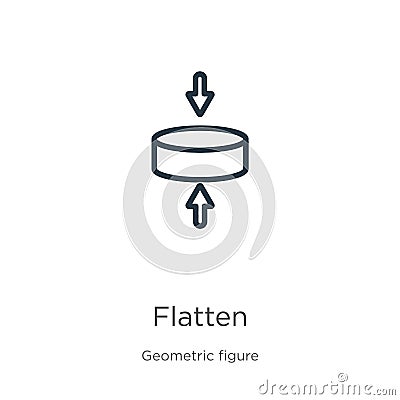 Flatten icon. Thin linear flatten outline icon isolated on white background from geometric figure collection. Line vector flatten Vector Illustration