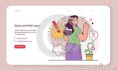 Flatulence, passing gas from the digestive system. Air outlet through Vector Illustration