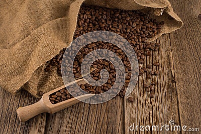 Flavor of coffee and wooden background Stock Photo