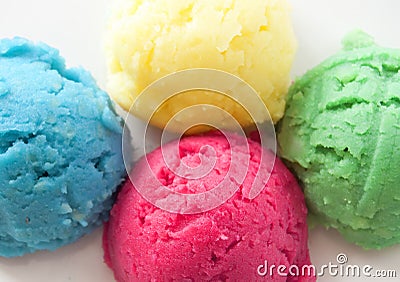 Flavored ice cream scoops Stock Photo