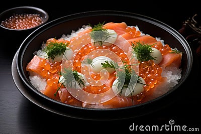 Flavorful Salmon eggs food. Generate Ai Stock Photo