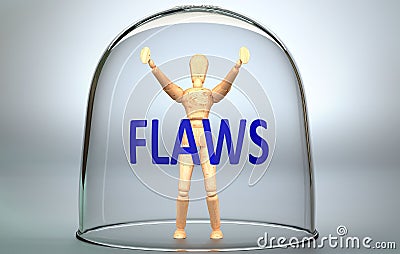Flaws can separate a person from the world and lock in an invisible isolation that limits and restrains - pictured as a human Cartoon Illustration