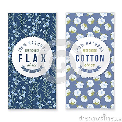 Flax and cotton vertical banners Vector Illustration