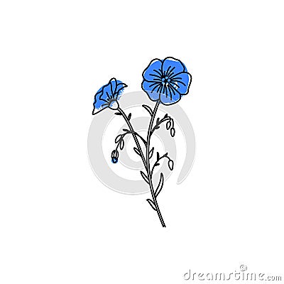 Flax flower logo Vector Illustration