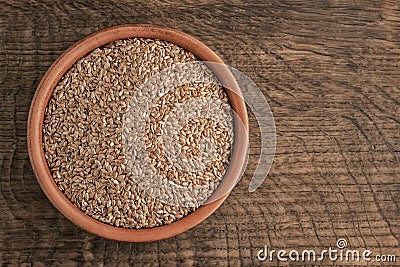 Flax seed bowl top view Stock Photo