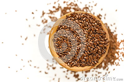 Flax seed on white background Stock Photo