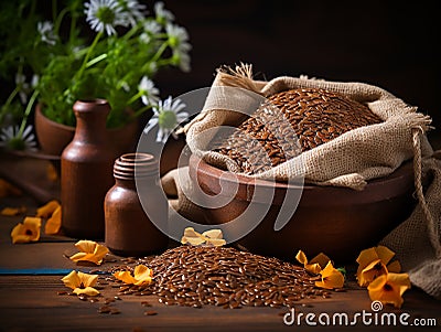 Flax Seeds Stock Photo